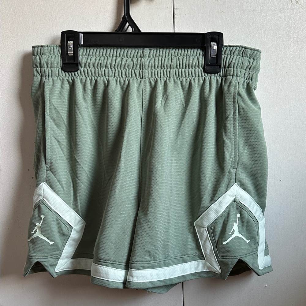 Jordan Women's Athletic Shorts in Sage Green with White Accents